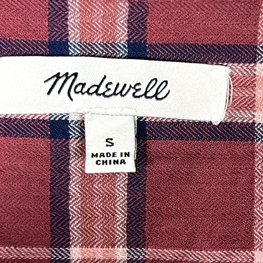 Madewell Sz S Long Sleeve V-Neck Button Down Shirt Stratfield Plaid K5787 - Picture 6 of 10